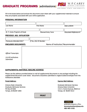 Graduate Program Application Cover Sheet