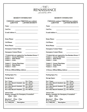 Resident Information Form