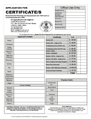 Certificate Application Form