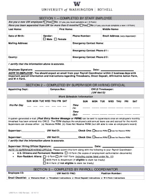 UW Employee Payroll Information Form