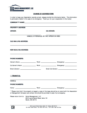 Change of Address Form