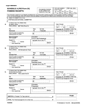 FEC Form 3X Schedule A