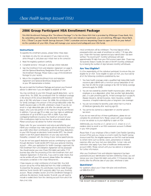 Chase Health Savings Account Enrollment Form