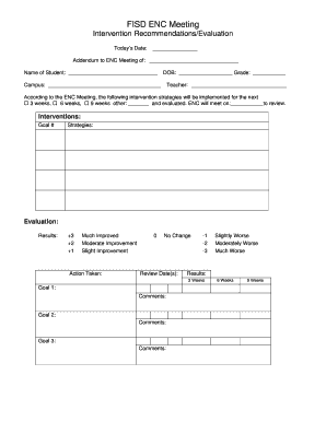FISD ENC Meeting Intervention Recommendations Form