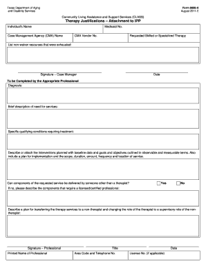 Texas CLASS Therapy Justification Form