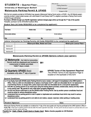 University of Washington Bothell Motorcycle Parking Permit and UPASS Application