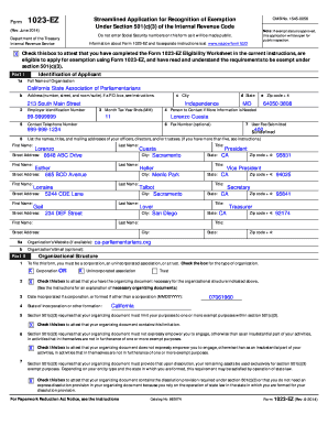 Form 1023-EZ Application for Recognition of Exemption