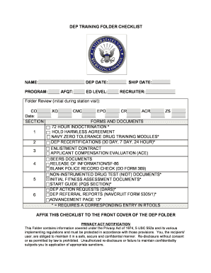 Trucking bid proposal template - DEP TRAINING FOLDER CHECKLIST NAME DEP DATE SHIP DATE - cnrc navy