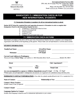F-1 Immigration Check-In Form