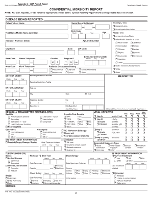 California Confidential Morbidity Report Form