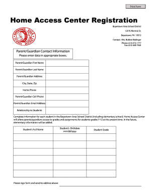 Boyertown Area School District Registration Form