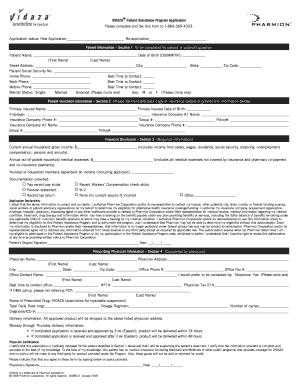 VIDAZA Patient Assistance Program Application