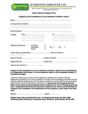 Motor Vehicle Proposal Form