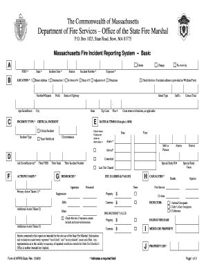 Massachusetts Fire Incident Reporting System Basic Form