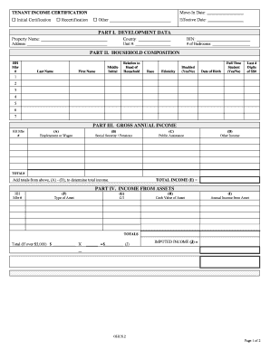 Tenant Income Certification Form