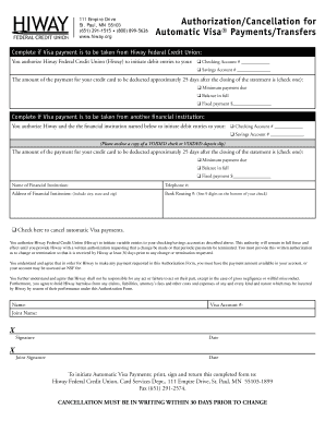 Automatic Visa Payment Authorization Form