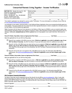 Unmarried Parents Living Together - Income Verification Form