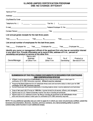Illinois DBE No Change Affidavit