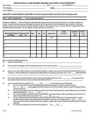 Application for Low Income Housing Tax Credit Property