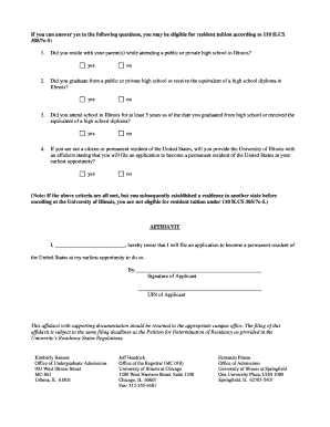 Illinois Resident Tuition Affidavit