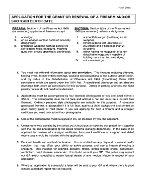 UK Firearm and Shotgun Certificate Application