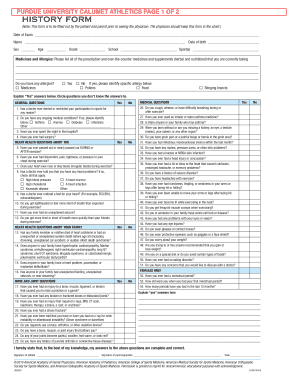 Purdue University Calumet Athletics History Form