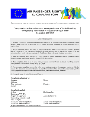 EU Air Passenger Rights Complaint Form