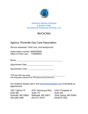 Child Care Background Check Appointment Form