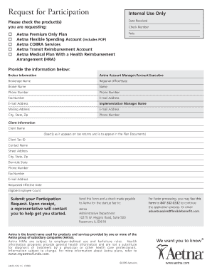 Aetna Benefits Participation Request Form