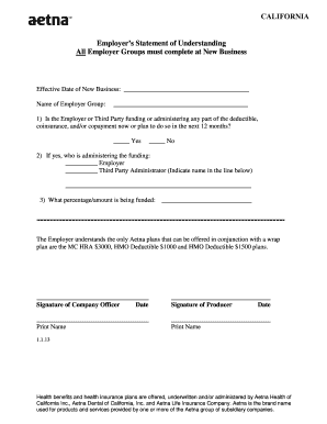 California Employer Statement of Understanding