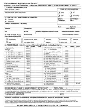 Michigan Electrical Permit Application