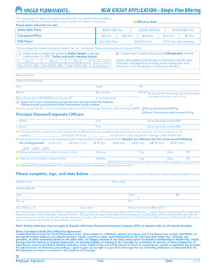 Kaiser Foundation Health Plan Application