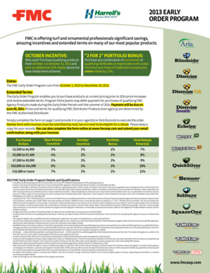 2013 FMC Early Order Program Rebate Form