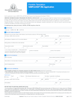 Franklin Templeton SIMPLE/SEP IRA Application