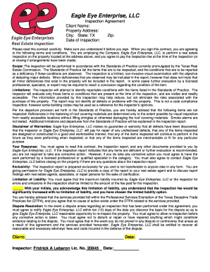 Texas Real Estate Inspection Agreement