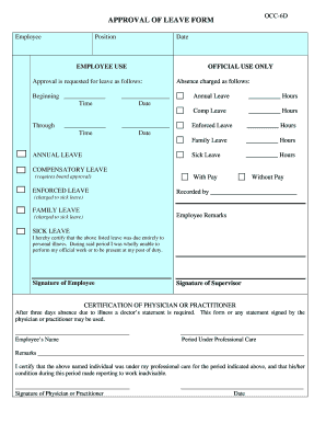 Approval of Leave Form OCC-6D