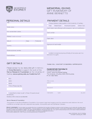 Memorial Gift Form