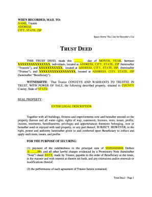 Trust Deed Agreement