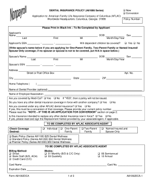Dental Insurance Policy Application