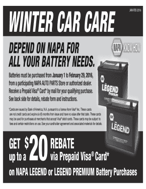 NAPA Battery Rebate Form