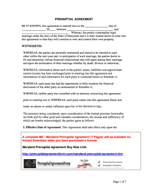 Maryland Prenuptial Agreement