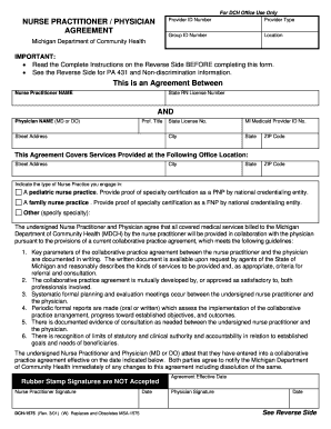 Michigan Nurse Practitioner Physician Agreement