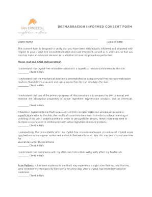 Dermabrasion Informed Consent Form