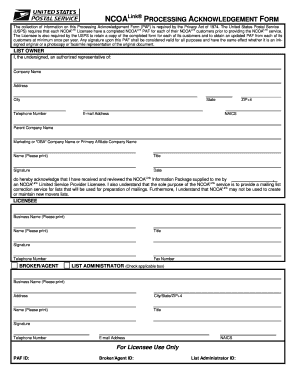 NCOALink Processing Acknowledgement Form