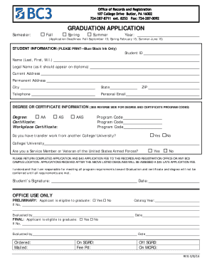 Graduation Application Form