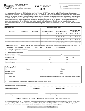 Family Day Care Network Enrollment Form