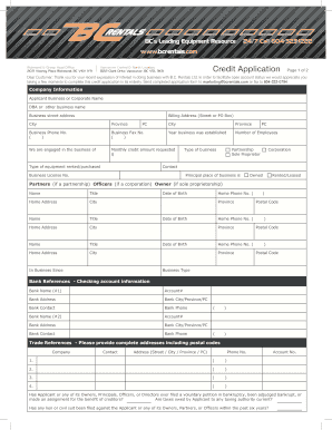 BC Rentals Credit Application