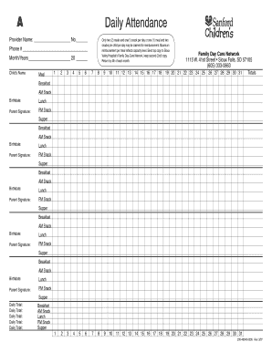 Child Care Meal Reimbursement Form