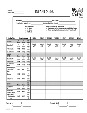 Infant Meal Pattern Form