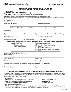 New Employee Personal Data Form